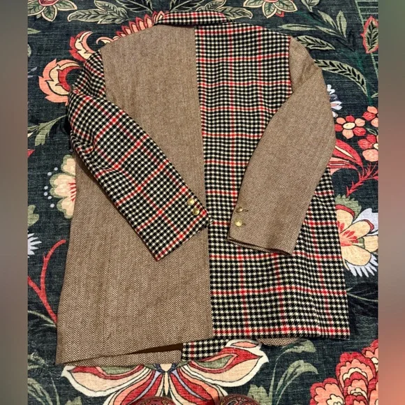 Rowing Blazers Patchwork Tweed Sport Coat Blazer XXL 44R Wool Brown Plaid - Picture 2 of 10